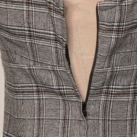 Aritzia Tulula Grey / Brown Wool Blend Plaid Jumper mini Dress Size 6 - Picture 5 of 10